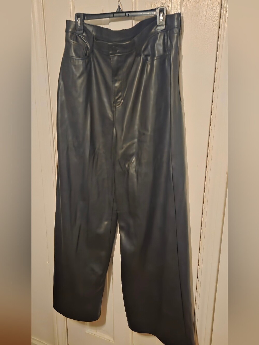 Women's Ana Black Faux Leather Wide-Leg Pants Size 14
